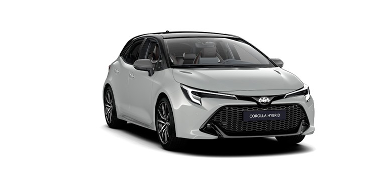 Vooraanzicht van een witte Corolla Hatchback