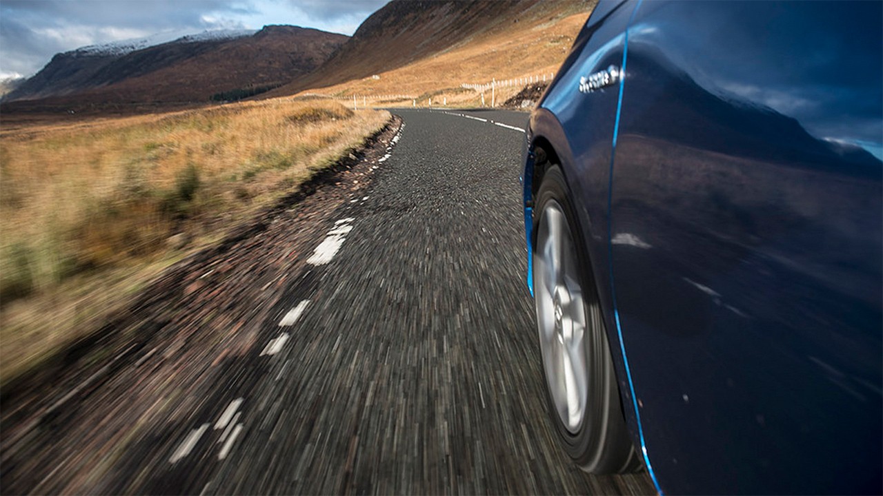 Toyota car on a beautiful road